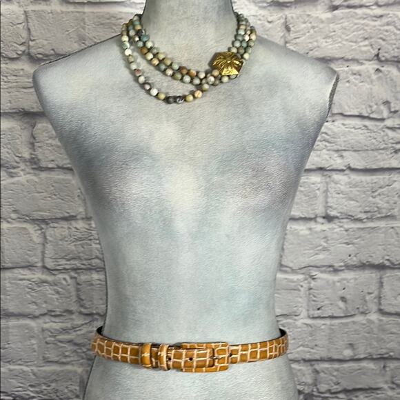 Vintage mod croc print Italian leather belt - Picture 1 of 9